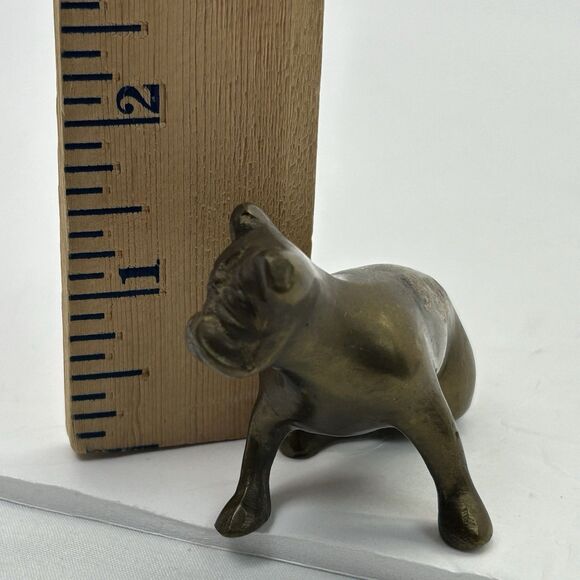 Vintage Solid Brass Sitting Bulldog Figurine 1 5/8” Tall 2 1/4” Long - Picture 10 of 11